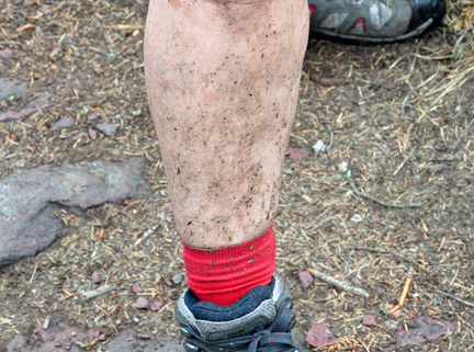 a very muddy leg