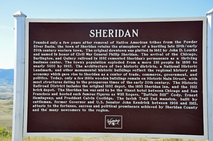sign about the city of Sheridan
