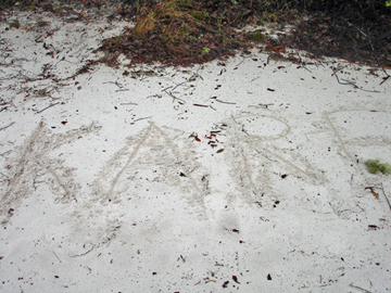 Karen's name in the sand