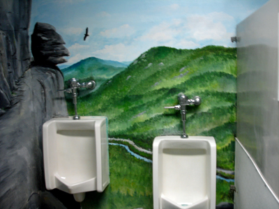 toilet area in men's room