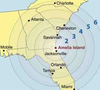 map showing where Amelia Island is in Florida
