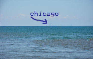 Chicago Illinois as seen from Portage Riverwalk