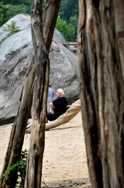 Lee Duquette relaxing at the beach area of Cumberland Falls.
