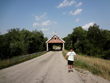 the grandson of the two RV Gypsies at Netcher Road Covered Bridge in Ohio