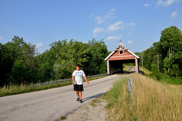 the grandson of the two RV Gypsies at Netcher Road Covered Bridge in Ohio