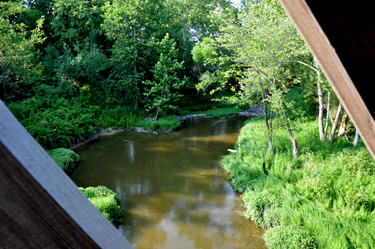 View from the portholes of Netcher Road Covered Bridge