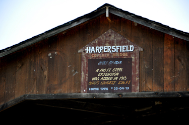 Harpersfield Covered Bridge sign