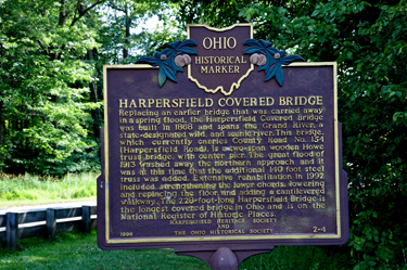 sign about Harpersvield Covered Bridge
