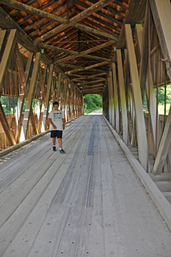 The grandson of the two RV Gypsies on the Middle Road Covered Bridge in Ohio