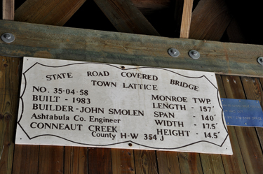 sign about the State Road Covered Bridge