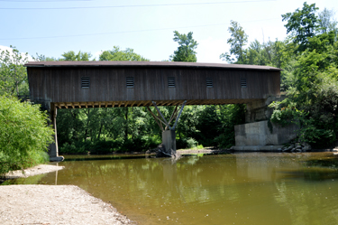 side view of the Creek Road Covered Bridge