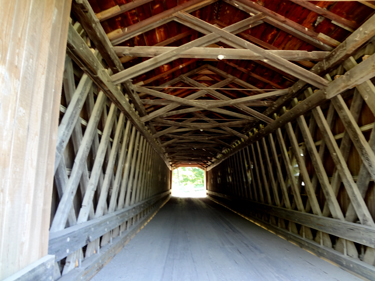 inside the Creek Road Covered Bridge