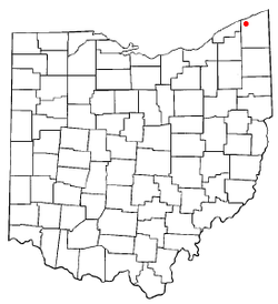 outline of Ohio showing location of Geneva