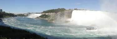 panorama view of both Niagara Falls