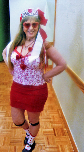 Karen Duquette dresssed for Valentines Day