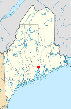 Map of Maine showing where Fort Knox is located