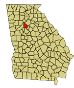map of GA showing DeKalb County where Stone Mountain is located