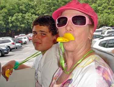 Karen Duquette and her grandson at Stone Mountain Park duck ride