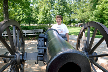 The grandson of the two RV Gypsies at Point Park near some of the cannons