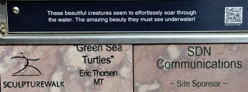 sign: Green Sea Turtles sculpture