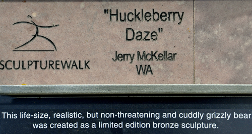 sign: Huckleberry Daze sculpture