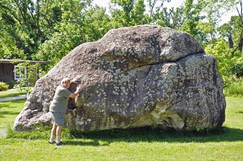 Lee Duquette and the big rock at J.C. Hormel Nature Center in Minnesota