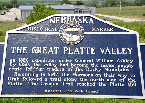 Main Section of a Historical Marker about the Great Platte Valley