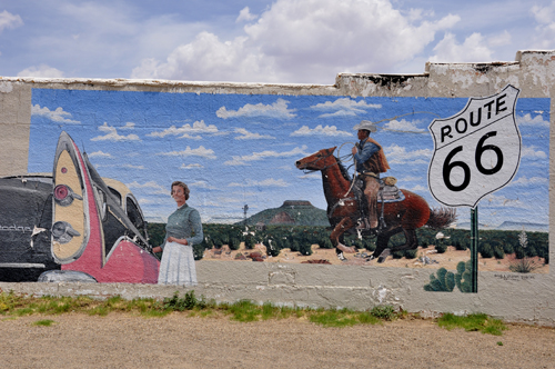 The Dodge and the Cowboy mural on Route 66