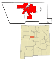 Map of New Mexico showing where Albuquerque is located