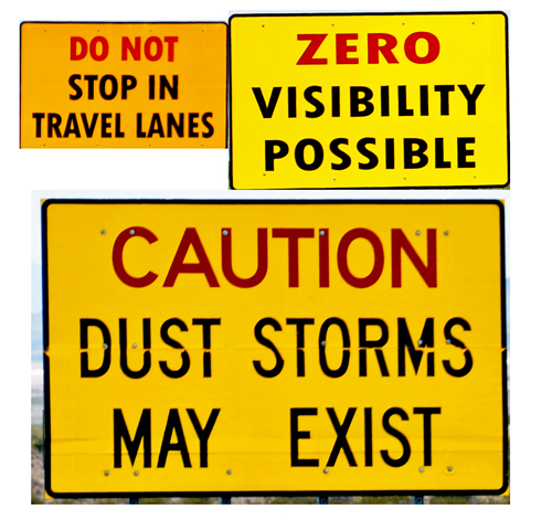 signs about dust storms