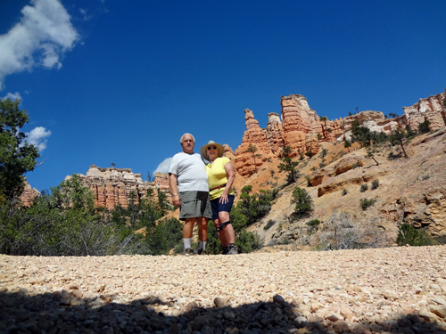 The two RV Gypsies at the Mossy Cave Trail in Utah