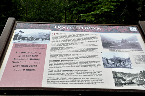 sign about the boom town on Red Mountain