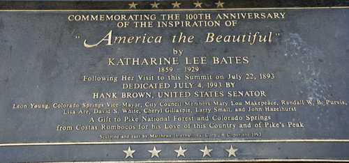 plaque commemorating the 100th anniversary of America the Beautiful