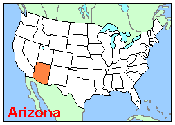 map of the USA showing the location of the state of Arizona