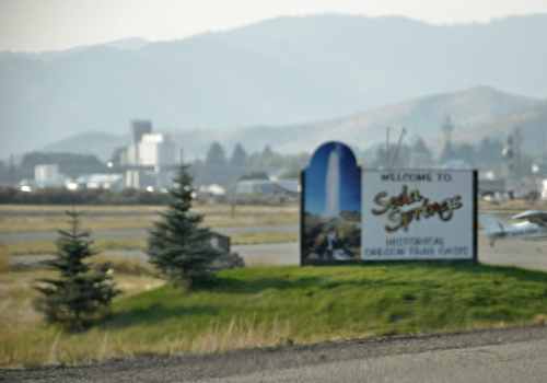 sign: Welcome to Soda Springs