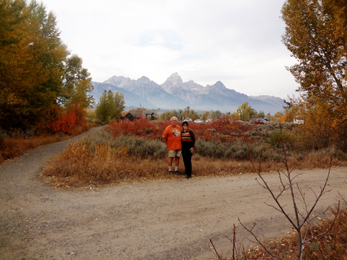 The two RV Gypsies and fall foliage at Grand Teton National Park