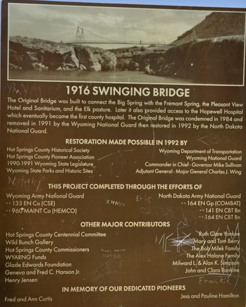 sign about the suspension bridge