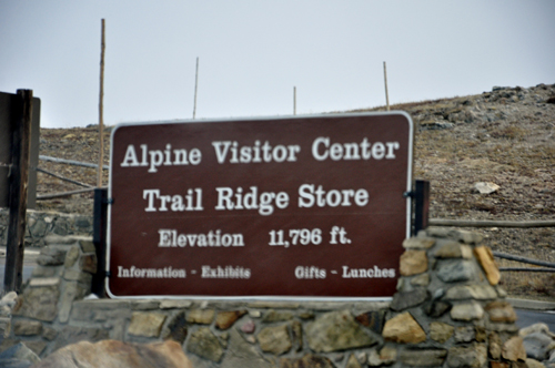 sign: The Alpine Visitor Center - elevation 11, 796 feet