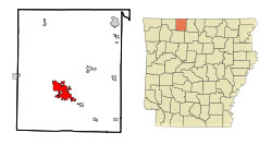 USA state of Arkansas map showing county the two RV Gypsies visited