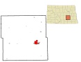 map pf North Dakota showing location of Jamestown