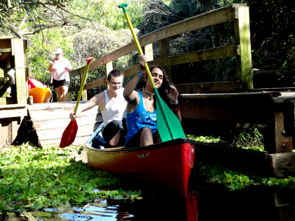 taking the canoe around the dam