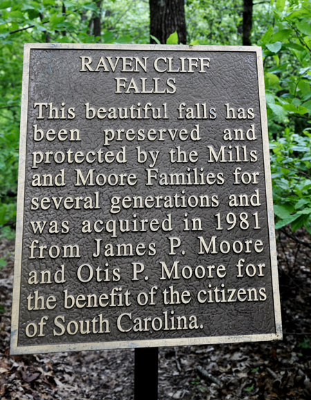 sign at Raven Cliff Falls