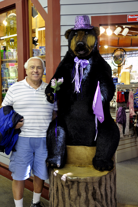 Lee Duquette and a party bear