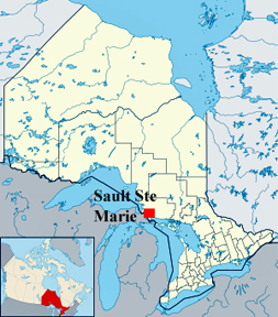 map showing location of Sault Ste Marie