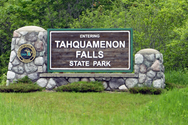 Tahquamenon Falls State Park sign