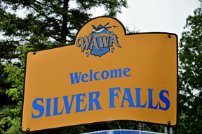 Welcome to Silver Falls sign