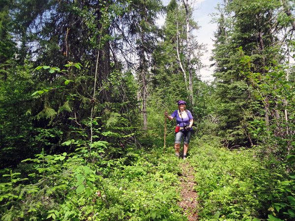 Karen Duquette hiking the Split Rock trail in Ontario