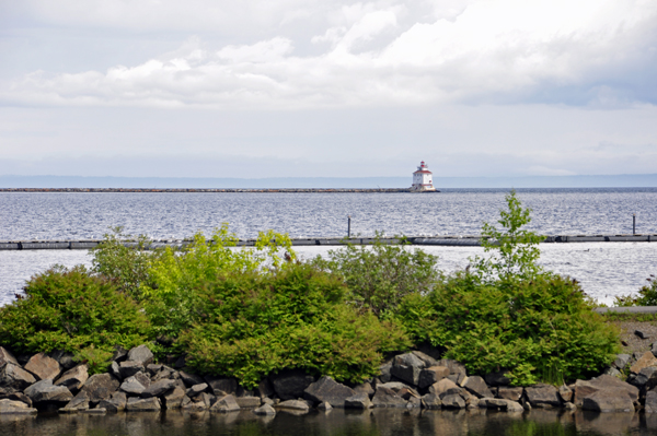 Lake Superior and a lighthouse