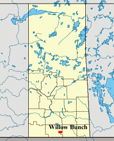 map of Saskatchewan showing location of Willow Bunch