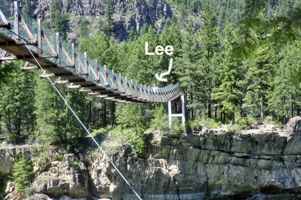 Lee Duquette on the swinging bridge